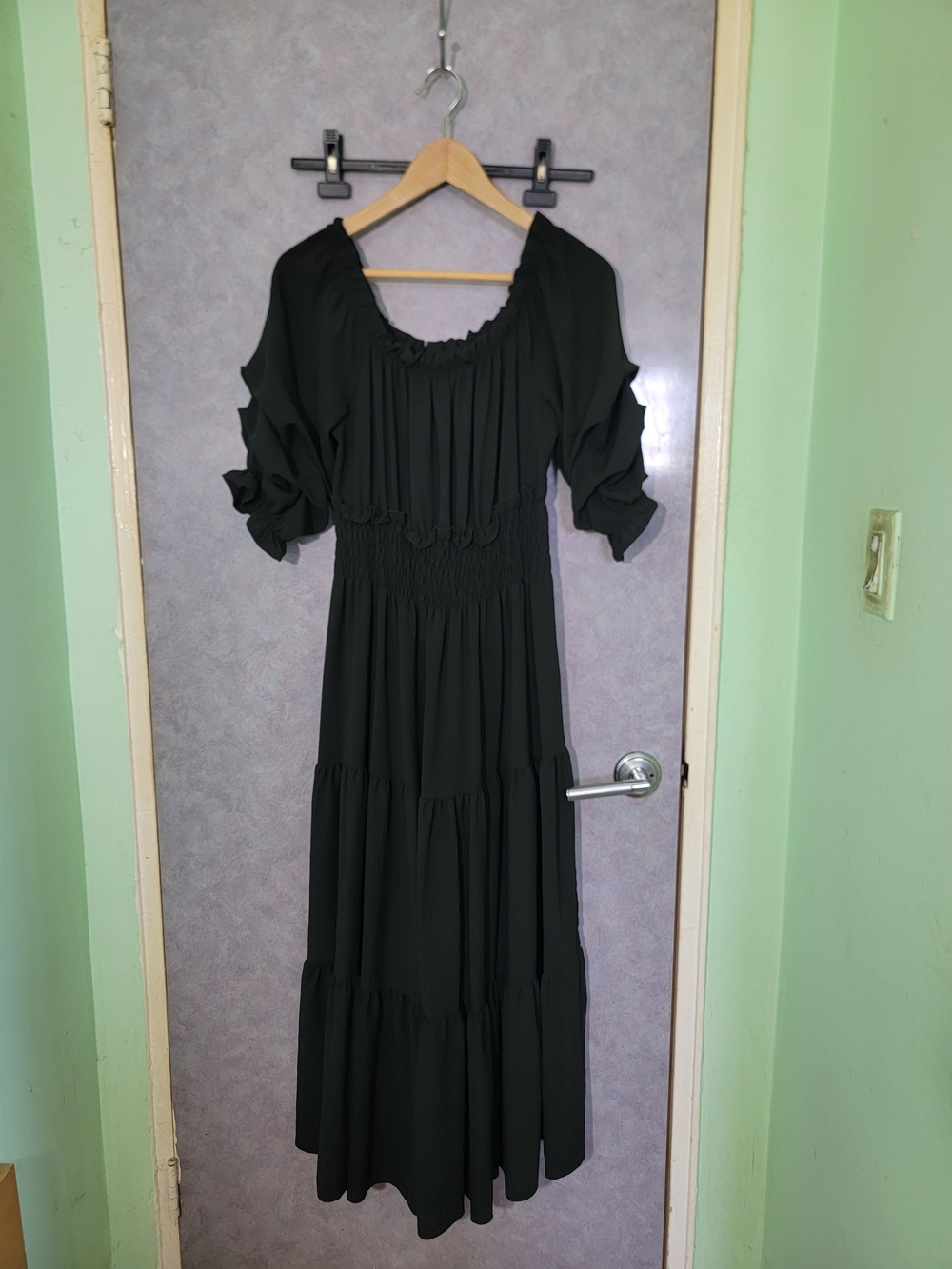 Black Tiered Maxi Dress with Smocked Waist